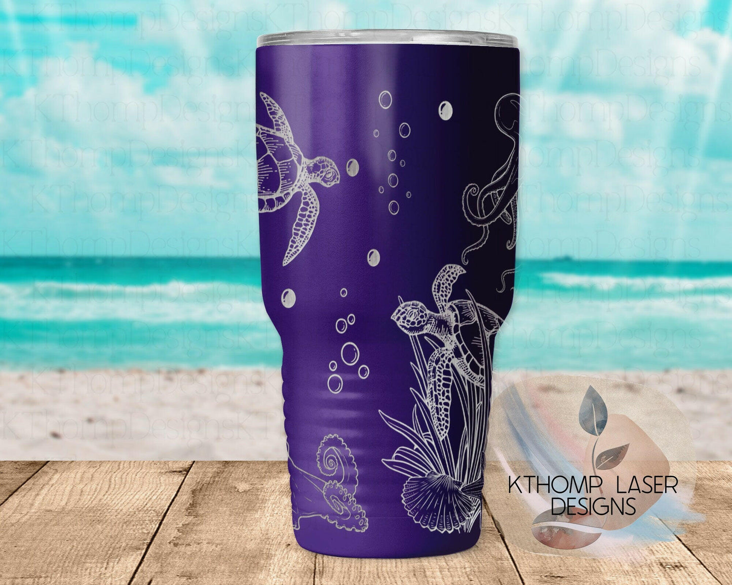 Octopus and Turtles Laser Engraved Full Wrap Design for 20oz & 30oz Tumblers, Digital Download, SVG Seamless Design, Tumbler Wrap For Rotary