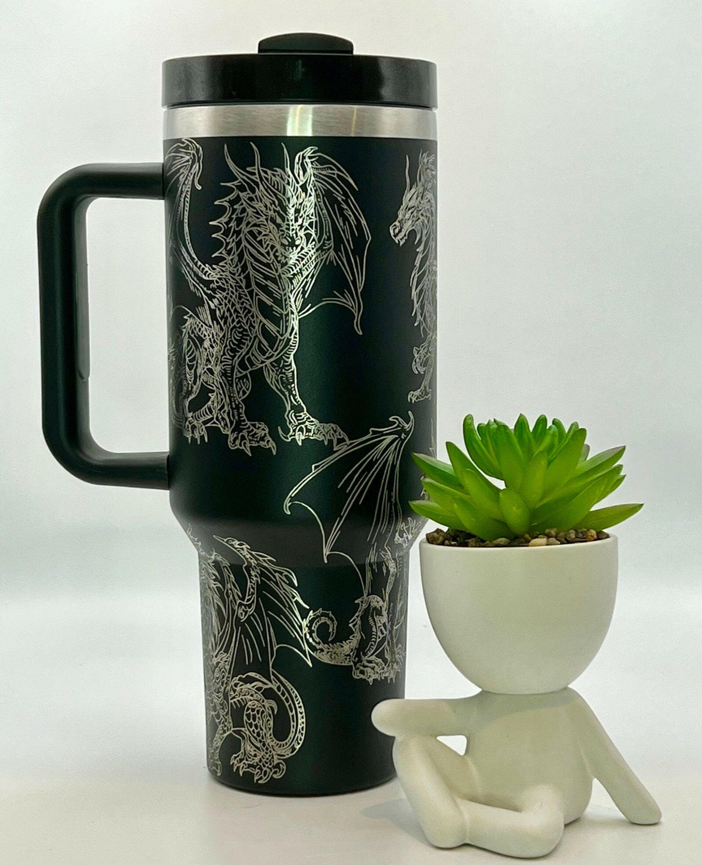 Fantasy Dragons Laser Engraved Full Wrap Design for 40oz Tumbler, Digital Download, SVG, Seamless Design, Tumbler Wrap For Laser Rotary