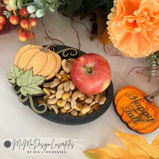 Happy Fall Pumkin 3D layered Candle Holder, Candy Trinket Tray