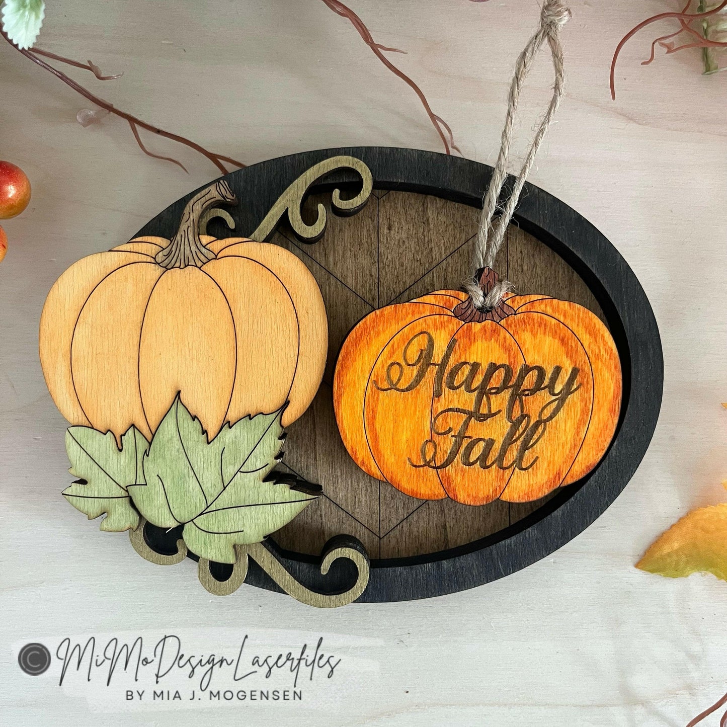 Happy Fall Pumkin 3D layered Candle Holder, Candy Trinket Tray