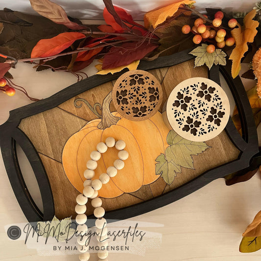 Pumpkin Fall Leaves Homedecor Tray