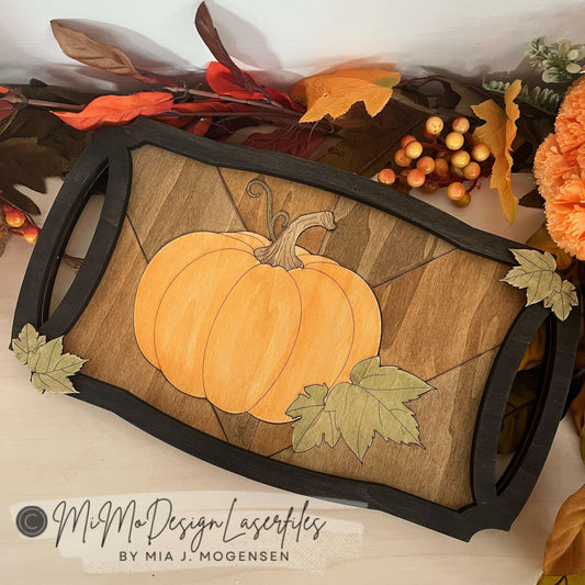 Pumpkin Fall Leaves Homedecor Tray