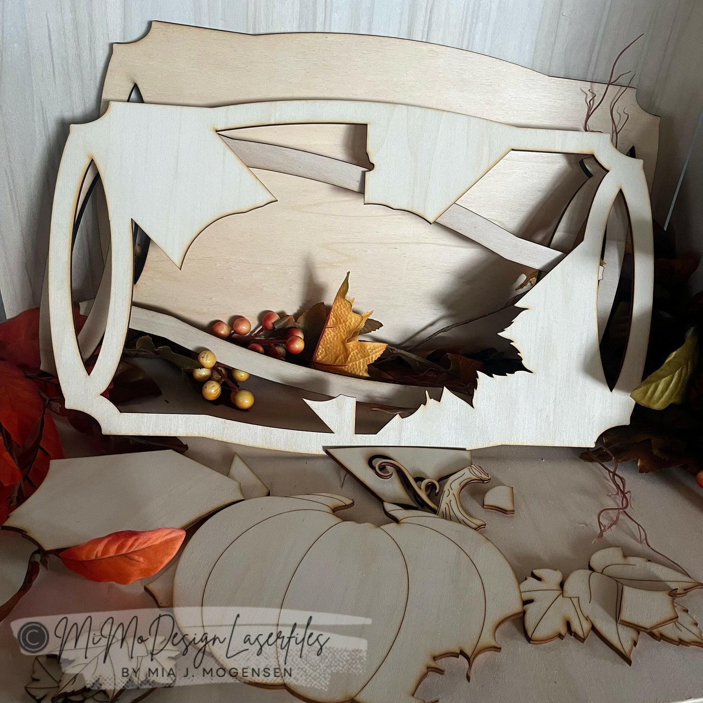 Pumpkin Fall Leaves Homedecor Tray