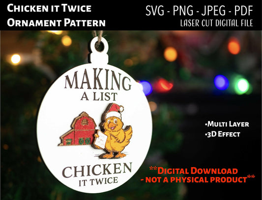 Chicken it Twice Christmas Ornament SVG, PNG