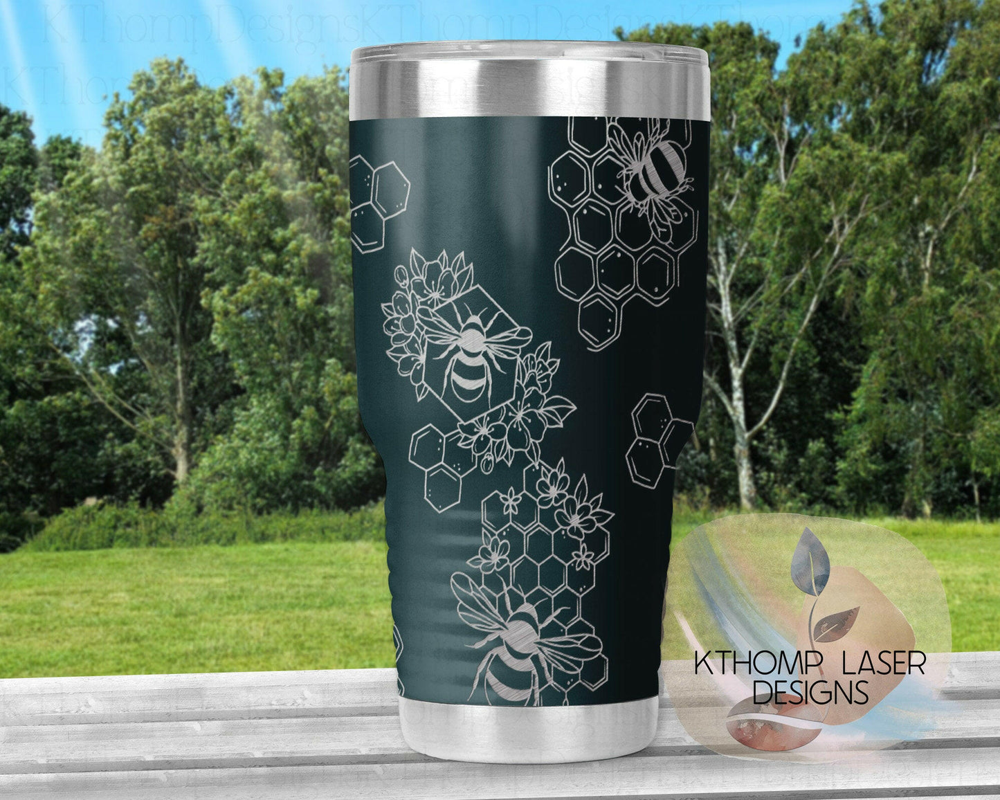 Honey Bees Laser Engraved Full Wrap Design for 20oz & 30oz Tumblers, Digital Download, SVG, Seamless Bees Design, Tumbler Wrap For Rotary