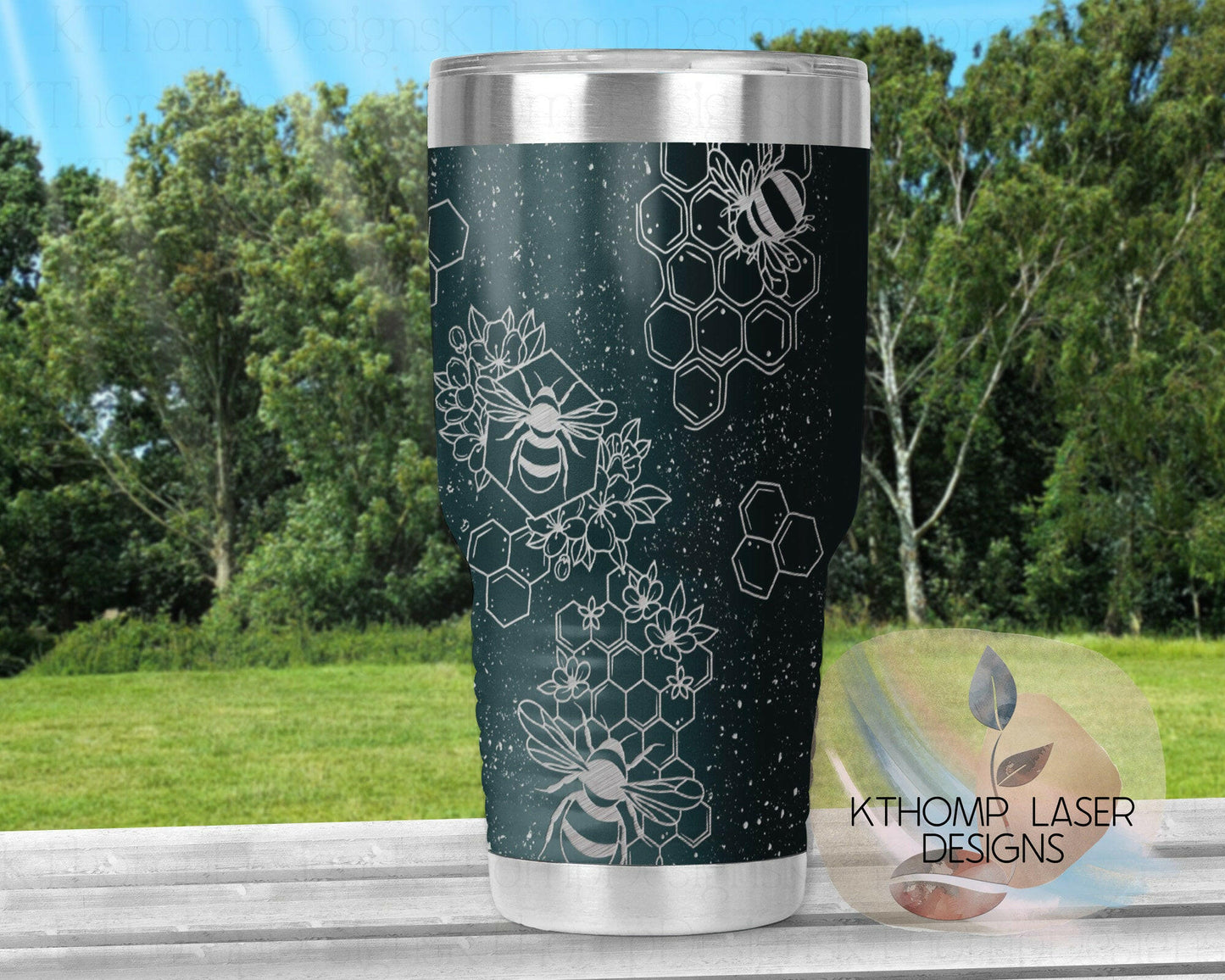 Honey Bees Laser Engraved Full Wrap Design for 20oz & 30oz Tumblers, Digital Download, SVG, Seamless Bees Design, Tumbler Wrap For Rotary