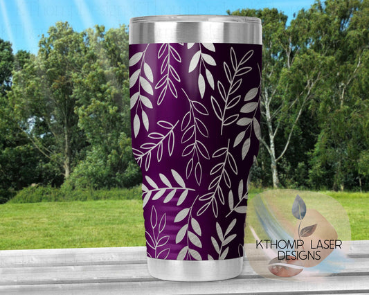 Abstract Leaves Laser Engraved Full Wrap Design for 20oz & 30oz Tumblers, Digital Download, SVG, Seamless Design, Tumbler Wrap For Rotary