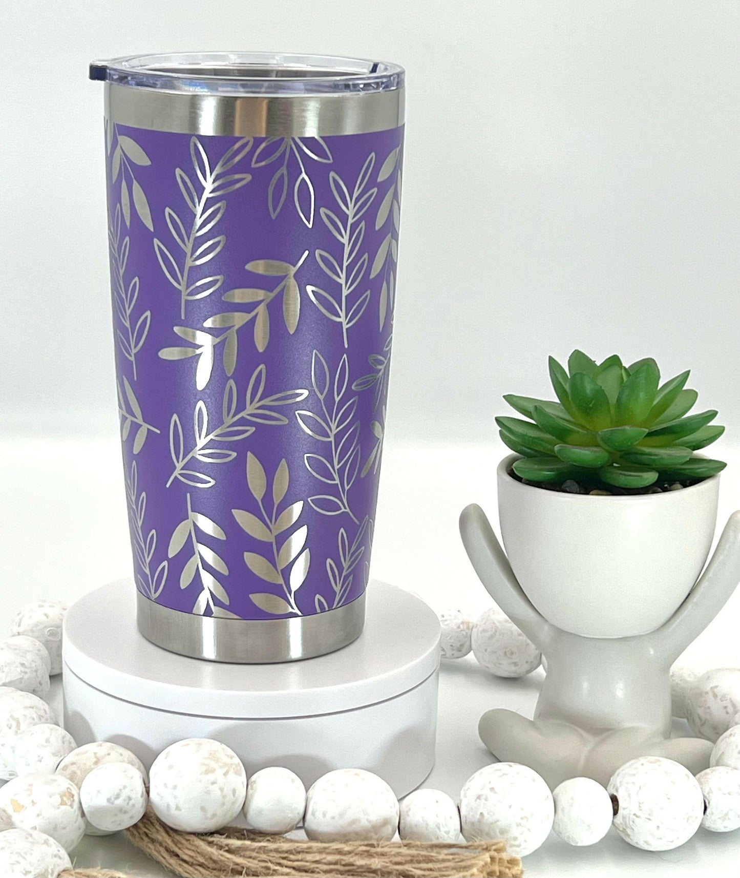 Abstract Leaves Laser Engraved Full Wrap Design for 20oz & 30oz Tumblers, Digital Download, SVG, Seamless Design, Tumbler Wrap For Rotary