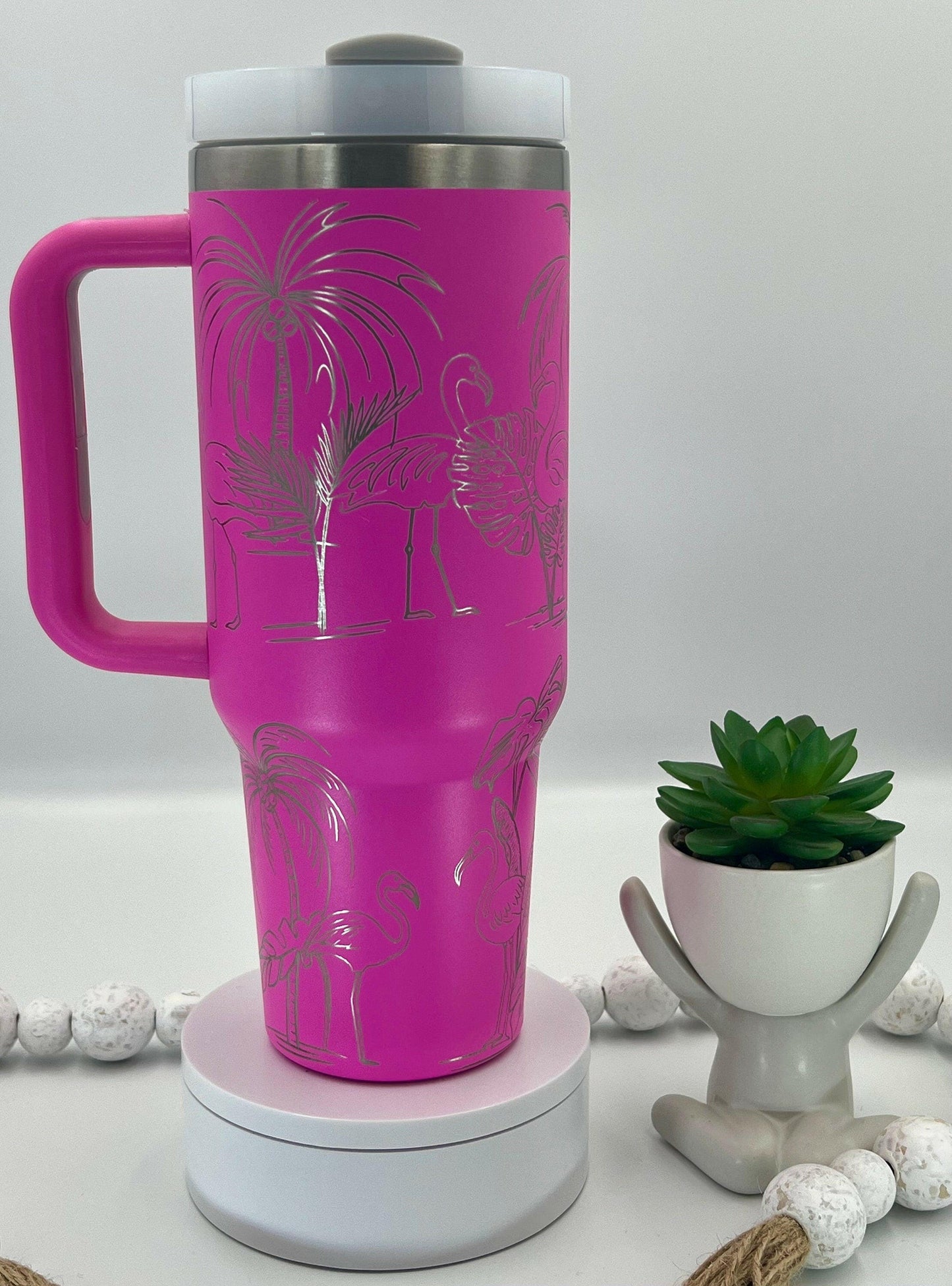 Flamingos Laser Engraved Full Wrap Design for 40oz Tumbler, Digital Download, SVG, Seamless Design, Tumbler Wrap For Laser Rotary