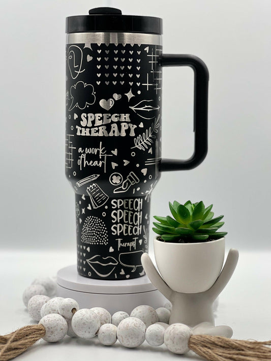 Speech Therapy Therapist Laser Engraved Full Wrap Design for 40oz Tumbler, Digital Download, Seamless Design, SVG Wrap For Laser Rotary