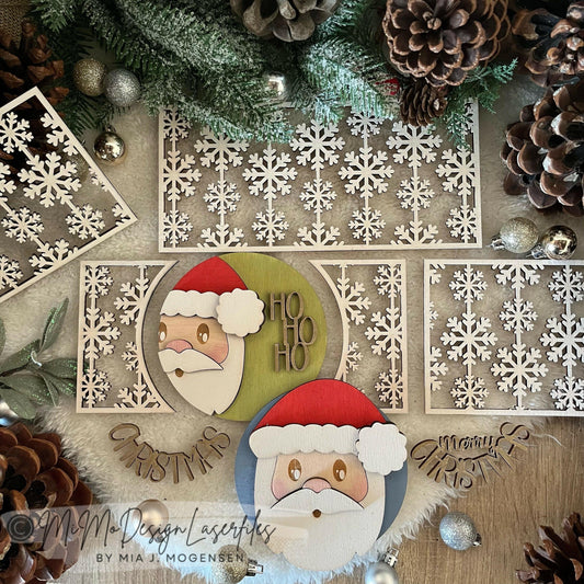 ADD ON 3D Santa with Snowflake pattern sides and text for MiMoDesignLaserfiles' Interchangeable Baskets
