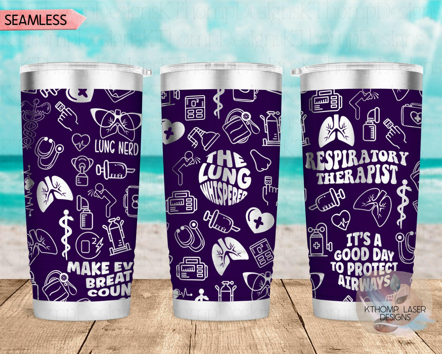 Respiratory Therapist Laser Engraved Full Wrap Design for 20oz & 30oz Tumbler, Digital Download, Seamless Design, SVG Wrap For Rotary