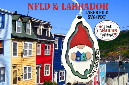 Atlantic Canada Gnome ornaments tags bundle Canadian themed Nova Scotia New Brunswick NFLD Labrador PEI laser file digital file only