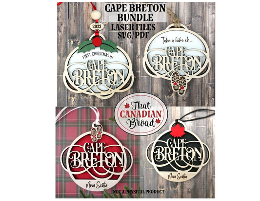 Cape Breton NOVA SCOTIA ornament and tags bundle Canadian themed ornaments and tags laser files digital files only Nova Scotia Canada