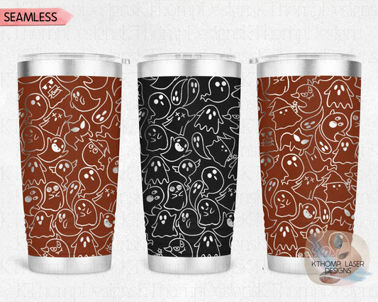 Halloween Ghosts Laser Engraved Full Wrap Design for 20oz & 30oz Tumblers, Digital Download, SVG, Seamless Design, Tumbler Wrap For Rotary