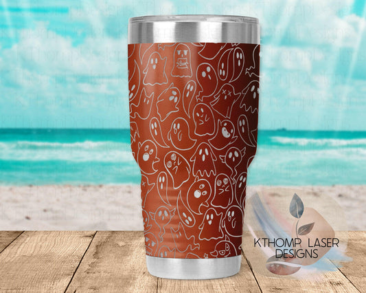 Halloween Ghosts Laser Engraved Full Wrap Design for 20oz & 30oz Tumblers, Digital Download, SVG, Seamless Design, Tumbler Wrap For Rotary