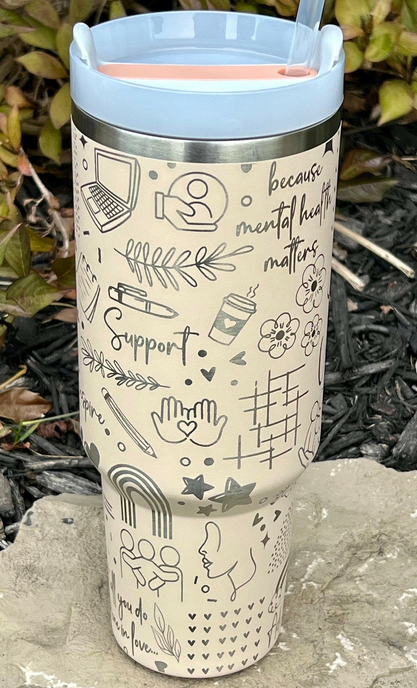 Social Worker Mental Health Laser Engraved Full Wrap Design for 40oz Tumbler, Digital Download, Seamless Design, SVG Wrap For Laser Rotary