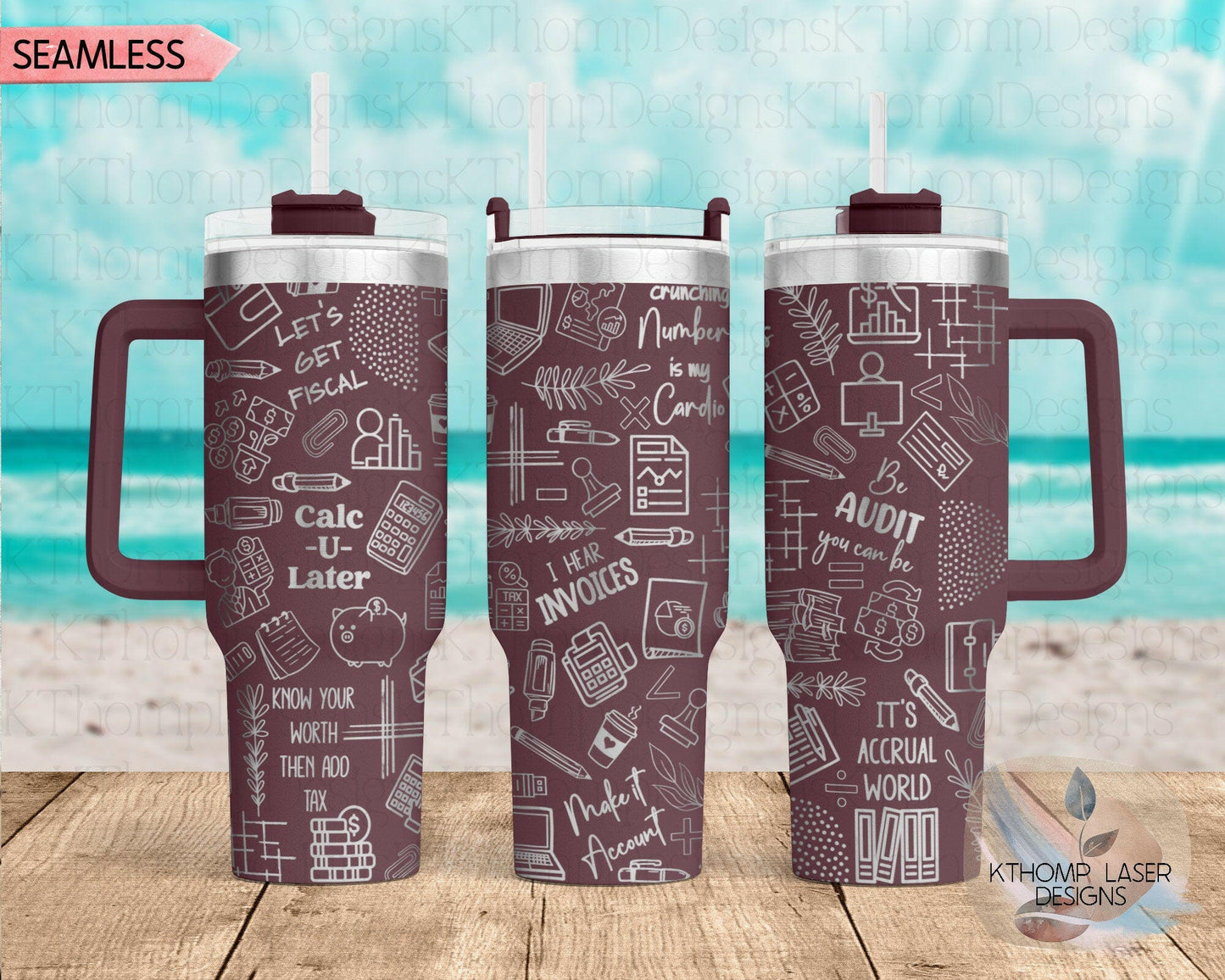 Accounting & Finance Laser Engraved Full Wrap Design for 40oz Tumbler, Digital Download, SVG, Seamless Design, Tumbler Wrap For Laser Rotary