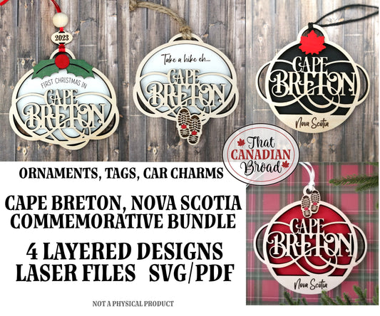 Cape Breton NOVA SCOTIA ornament and tags bundle Canadian themed ornaments and tags laser files digital files only Nova Scotia Canada