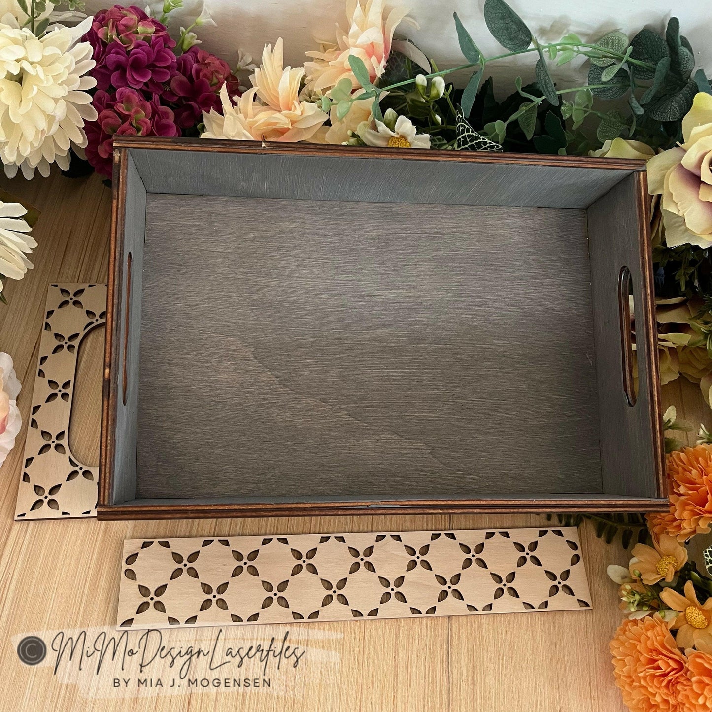 ADD ON Floral Elegant Sides for the Serving / Home Decor Trays - matches the interchangeable bottom inlay