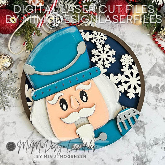3D Nutcracker Door Hanger / Sign w. Snowflake Pattern - Christmas Winter Homedecor