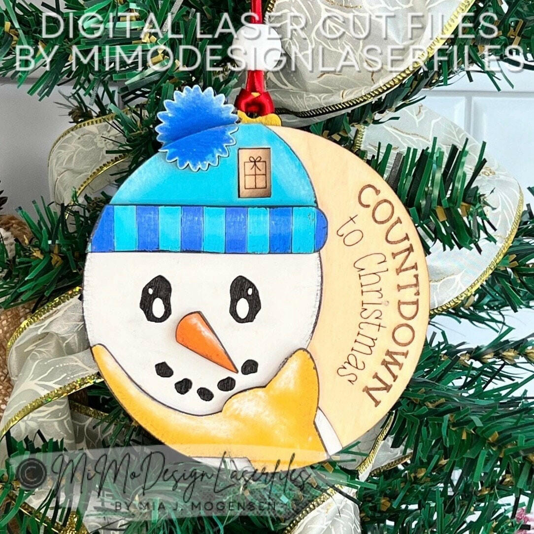 Snowman Countdown to Christmas Sliding Ornament - Pom pom lever to make it turn and count down