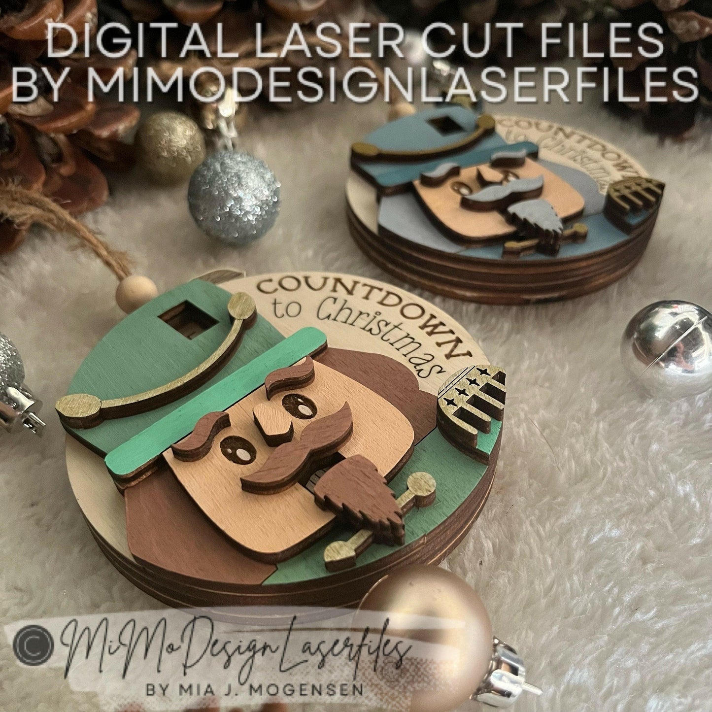 Nutcracker Countdown Christmas Ornament - Sugarplum Fairy + Scored Walnut Lever to turn & count down