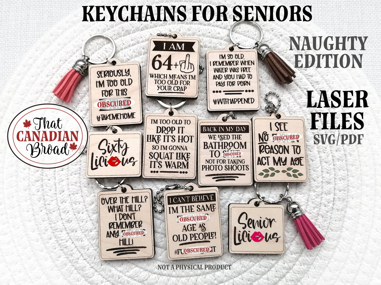 Keychains For Seniors Naughty Edition, 10 designs, Inappropriate, senior humor, senior humour, funny keychains, laser file, SVG PDF