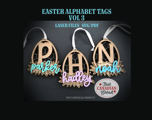 Easter Alphabet Tags Version 3, Chicken Coop Tags, Hen tags, Personalized Tags, laser cut file, SVG, PDF, digital file only