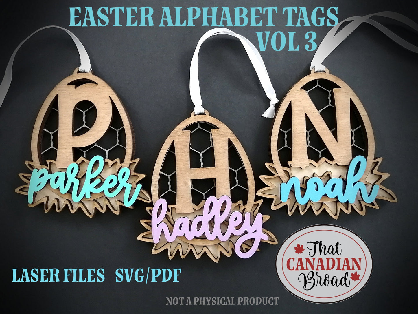 Easter Alphabet Tags Version 3, Chicken Coop Tags, Hen tags, Personalized Tags, laser cut file, SVG, PDF, digital file only