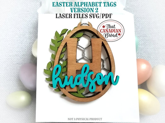 Easter Alphabet Tags Version 2, Personalized Tags, laser cut file, svg & pdf formats, digital file